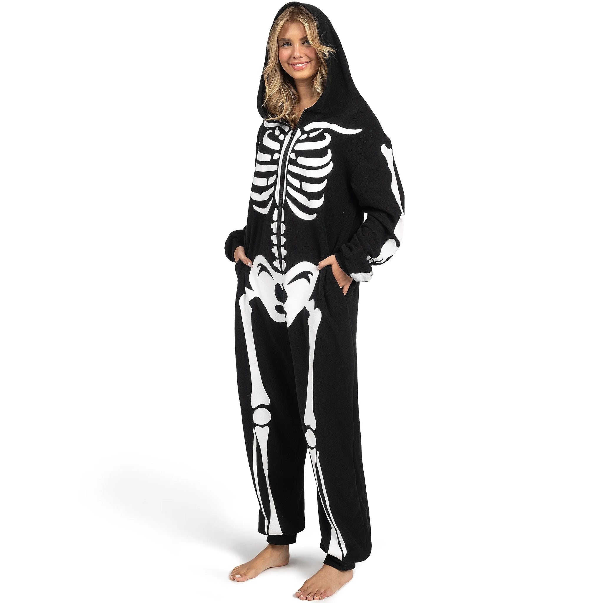 Adult Skeleton Halloween Costumes For Women Glow in the Dark Jumpsuit Spooktacular Creations