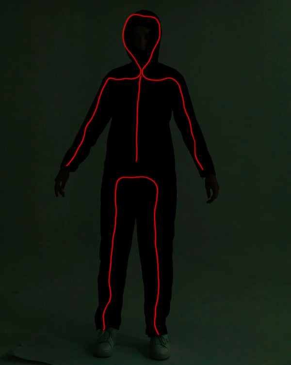 Adult Unisex LED Light Up Stick Figure Costume-Red