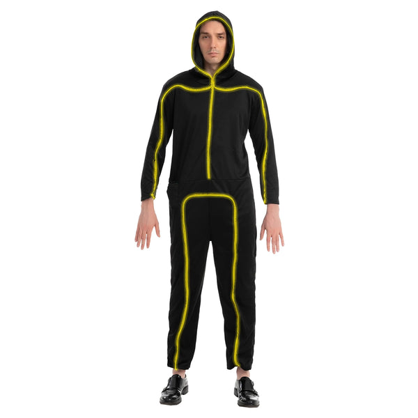 Adult Unisex LED Light Up Stick Figure Costume-Yellow