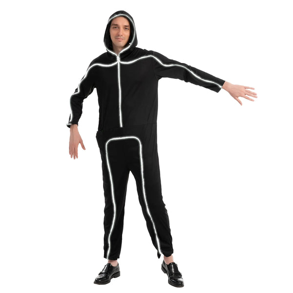 Adult Unisex LED Light Up Stick Figure Costume