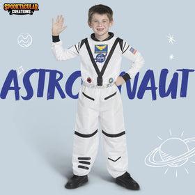 Astronaut Costume for Kids, Space Suit White Classic Astronaut Jumpsuit