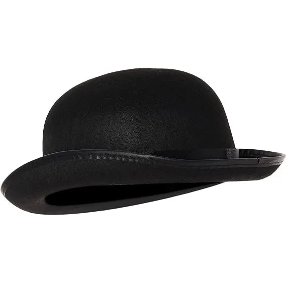 Black Bowler Hat for Adults, Derby, Clown Bowler, Victorian Accessory