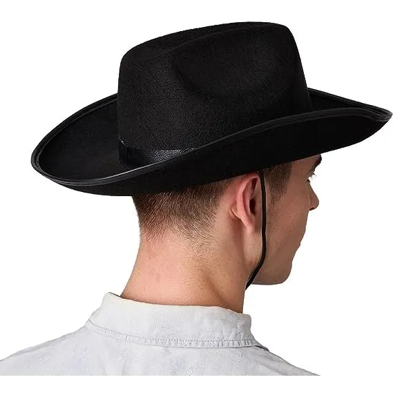 Black Cowboy Hat, Wide Brim Western Cowboy Hat Halloween Costume Accessory