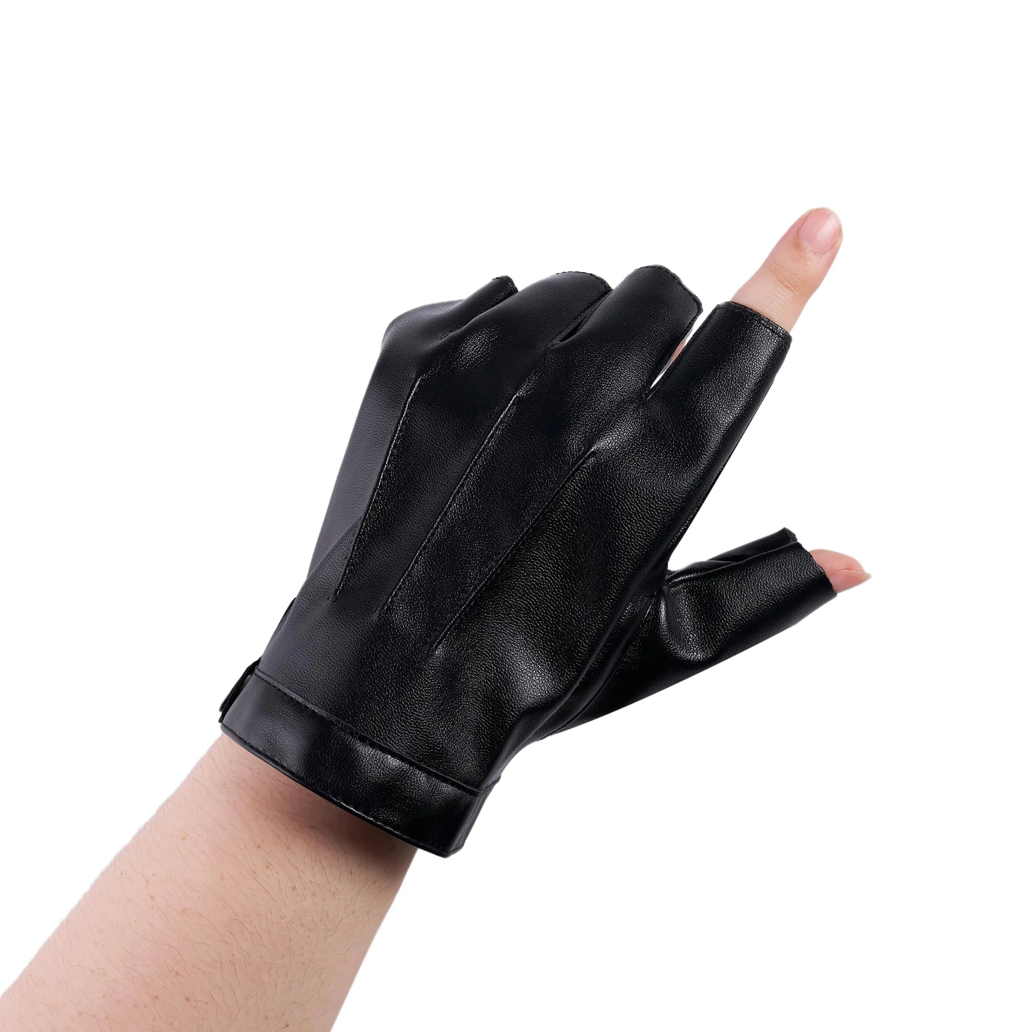 Skeleteen Fingerless Faux Leather Gloves