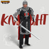 Black Men‘s Medieval Knight Costume with Armor Cape Tunic Hood