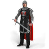 Black Men's Medieval Knight Costume with Armor Cape Tunic Hood