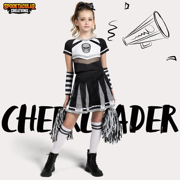 Black Scary Cheerleader Costume, Zombie Fearleader Costume for Girls