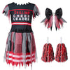 Black and Red Dreadful Cheerleader Zombie Fearleader Costume for Girls