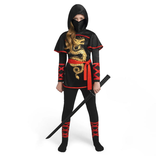 Black and Red Ultimate Ninja Dragon Costume Set for kids