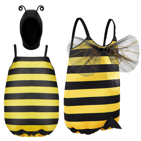 Black and Yellow Bee One-Piece Hood Costume for Women