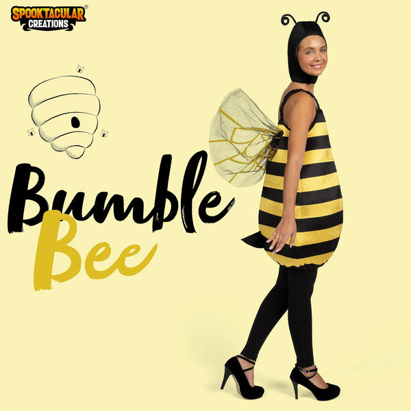 Black and Yellow Bee One-Piece Hood Costume for Women