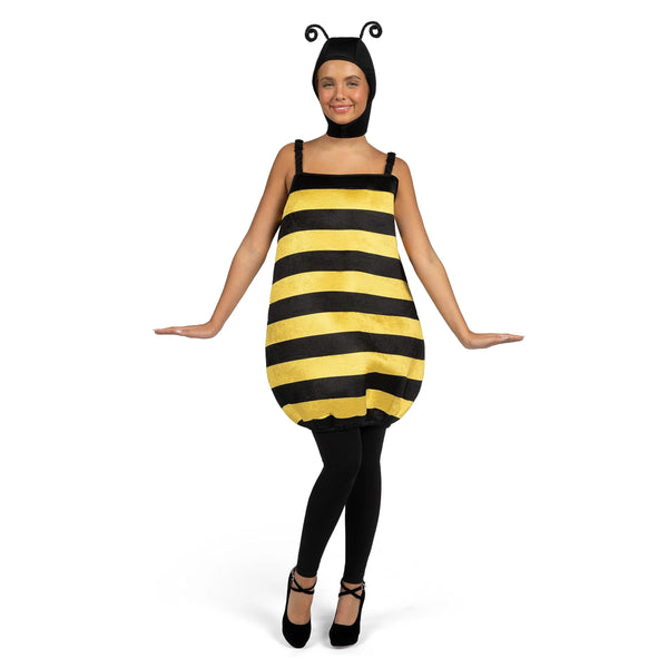 Black and Yellow Bee One-Piece Hood Costume for Women