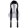 Braided Black Pigtail Wig with Hair Net for Girls Halloween Costume Accessory
