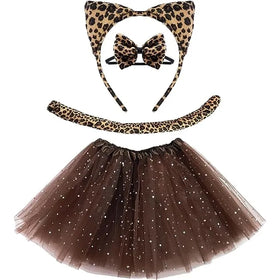 Child Animals Costume Set with Tutu, Headband Collar and Tail, Cosplay Accessory