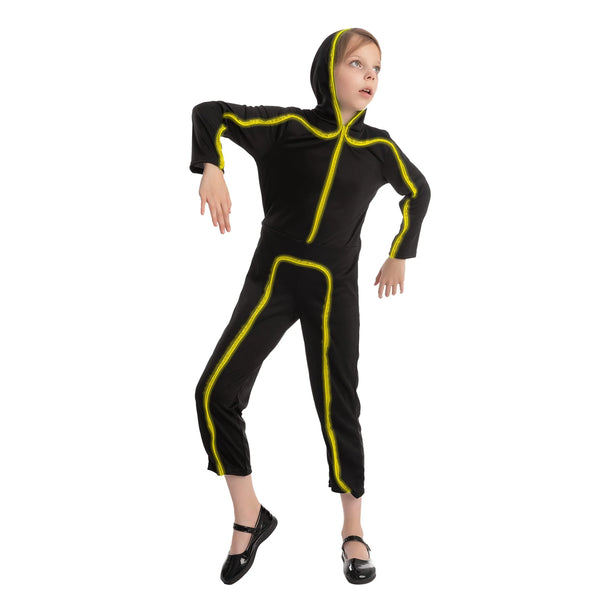 Child Unisex LED Light Up Stick Figure Costume-Yellow