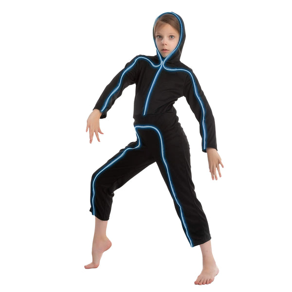 Child Unisex LED Light Up Stick Figure Costume-blue