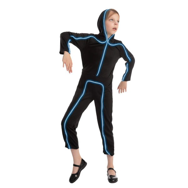 Child Unisex LED Light Up Stick Figure Costume-blue