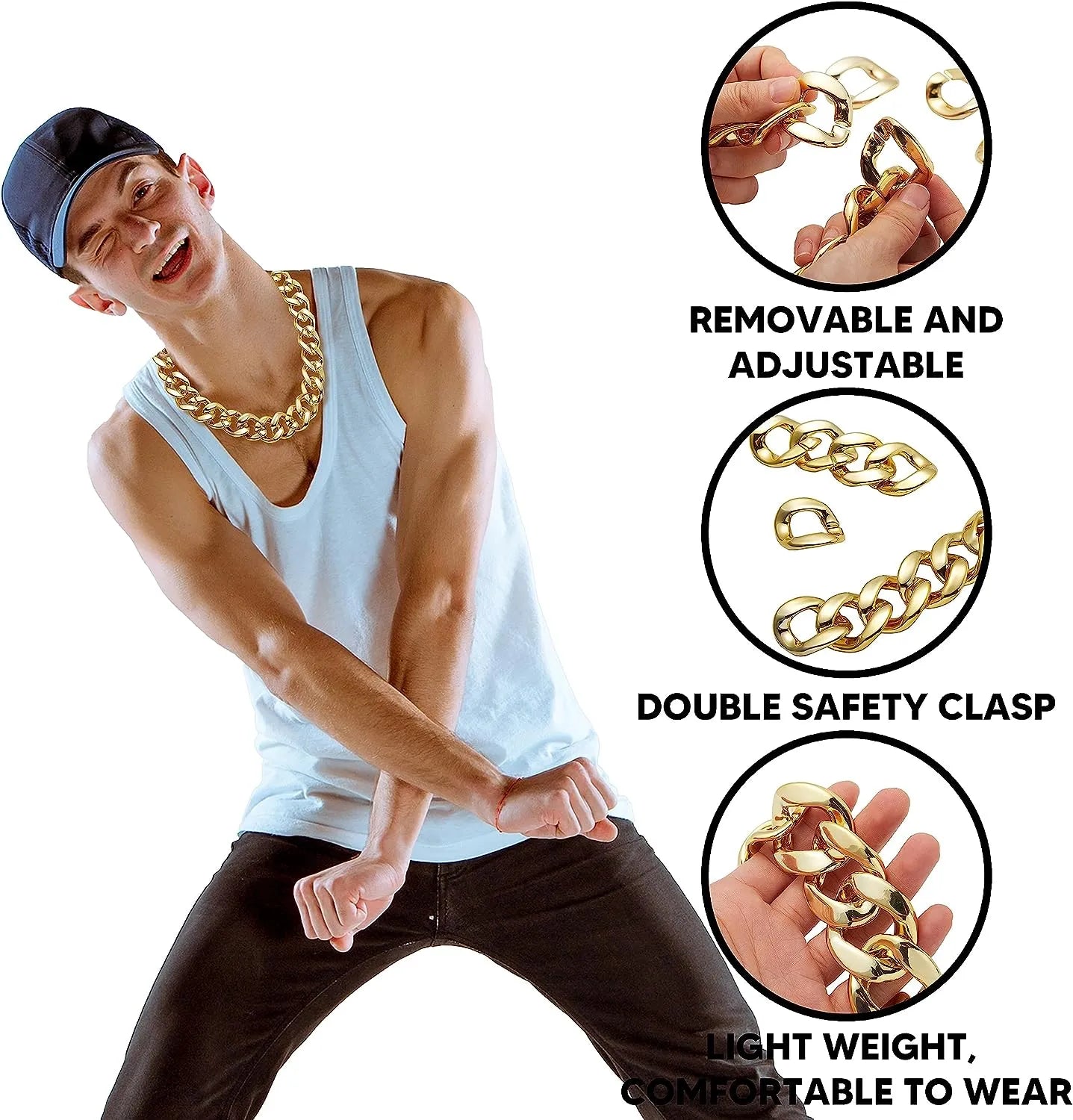 Chunky Gold Chain Plastic Hip Hop Necklace Costume Accessory Spooktacular Creations