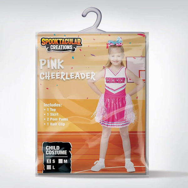 Girl Pink Cheerleader Halloween Costume with Accessories