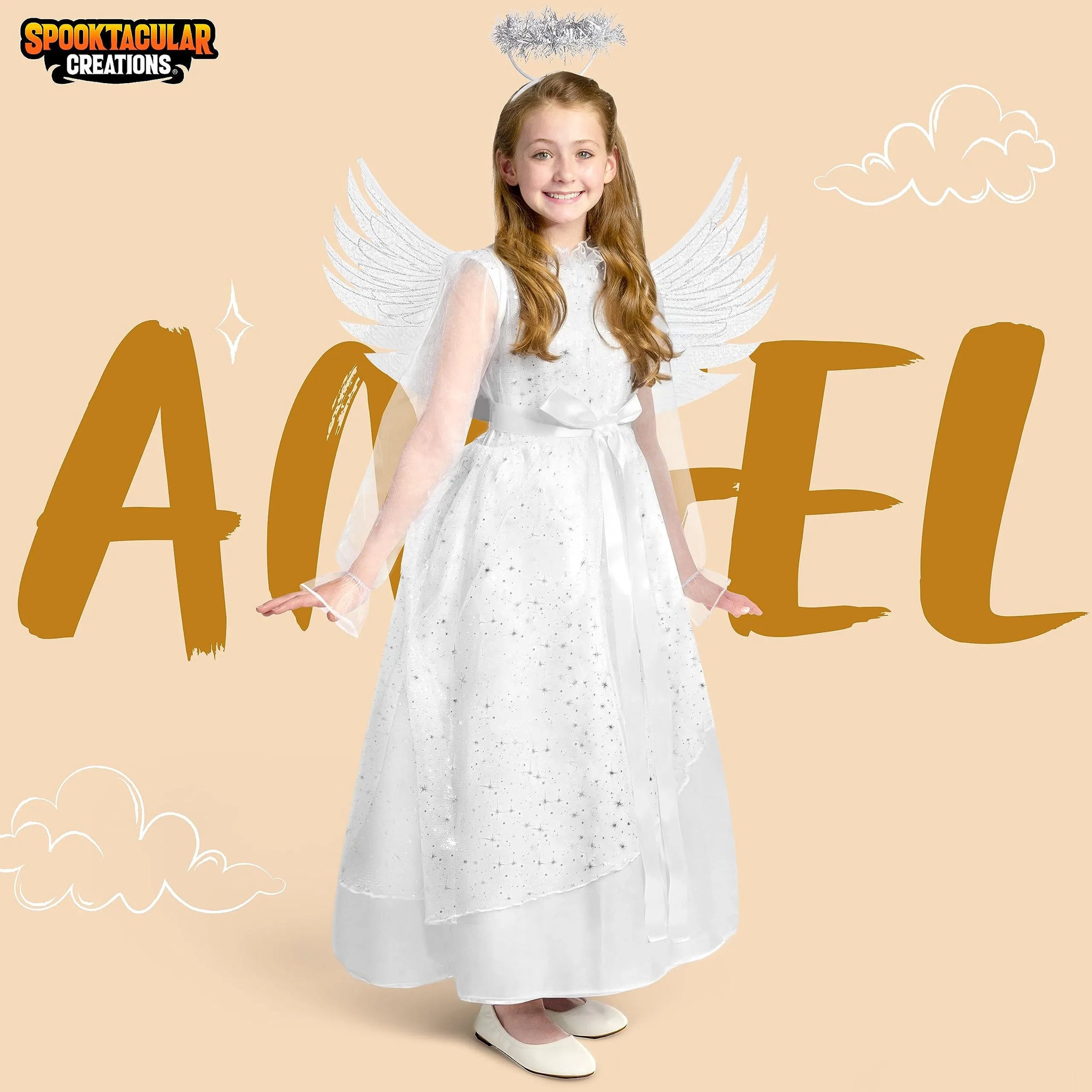 Girls Angel Costume, White Fancy Princess Tulle Dress Girls Angel Costume, White Fancy Princess Tulle Dress