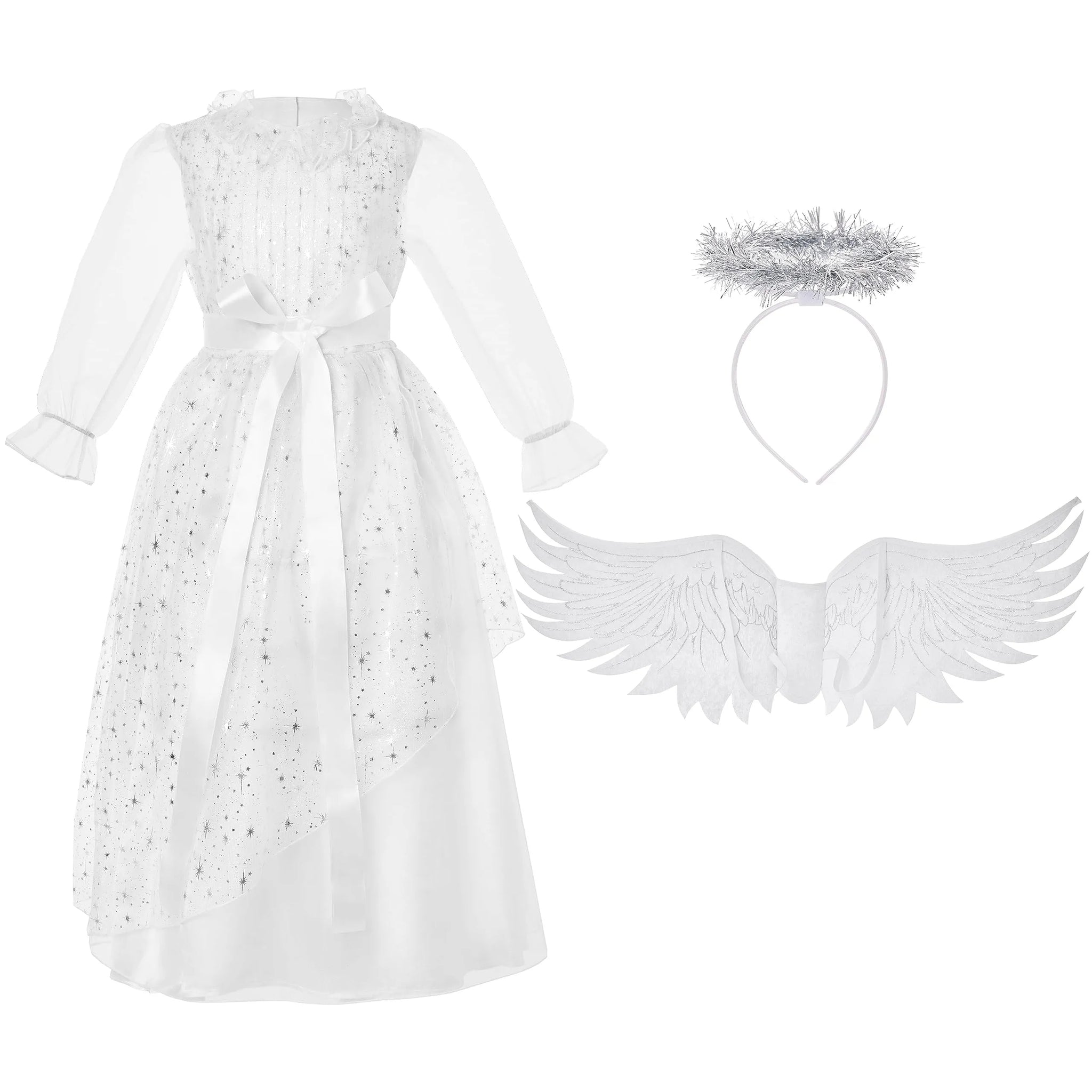 Girls Angel Costume, White Fancy Princess Tulle Dress Girls Angel Costume, White Fancy Princess Tulle Dress