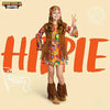 Girls Hippie Costume, Hippie Outfit with 60-70s Accessories for Kids