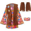 Girls Hippie Costume, Hippie Outfit with 60-70s Accessories for Kids