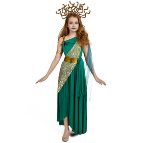 Green Medusa costume with Medusa Headpiece Armlet