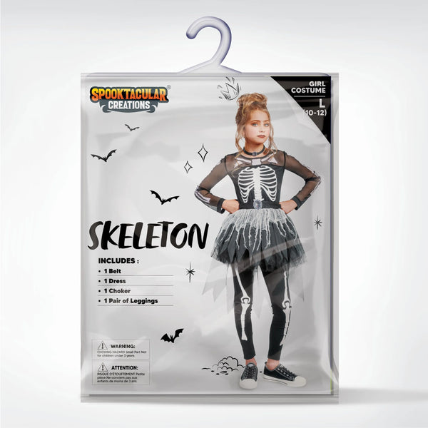 Girls Skeleton Costume, Ghostly Skeleton Tutu Dress for Girls