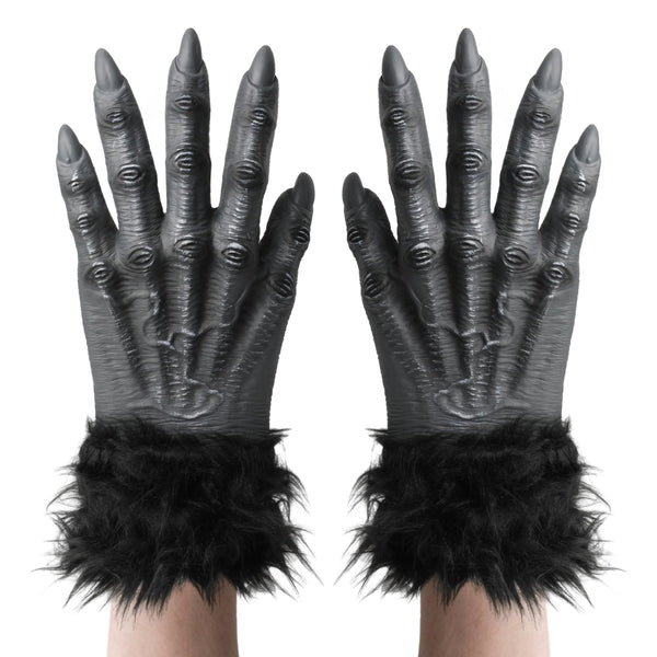Grey Hairy Werewolf Gloves Costume Accessories for Kids and Adults