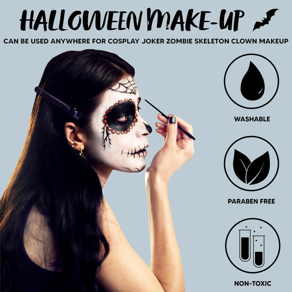 Halloween 5 Oz Black and White Oil Face Body Paint Set with Brushes