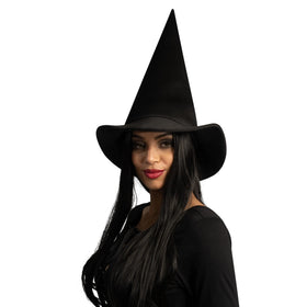 Halloween Black Witch Hat, Soft Satin Witch Hat for Women