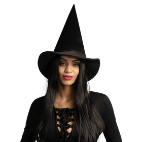 Halloween Black Witch Hat, Soft Satin Witch Hat for Women