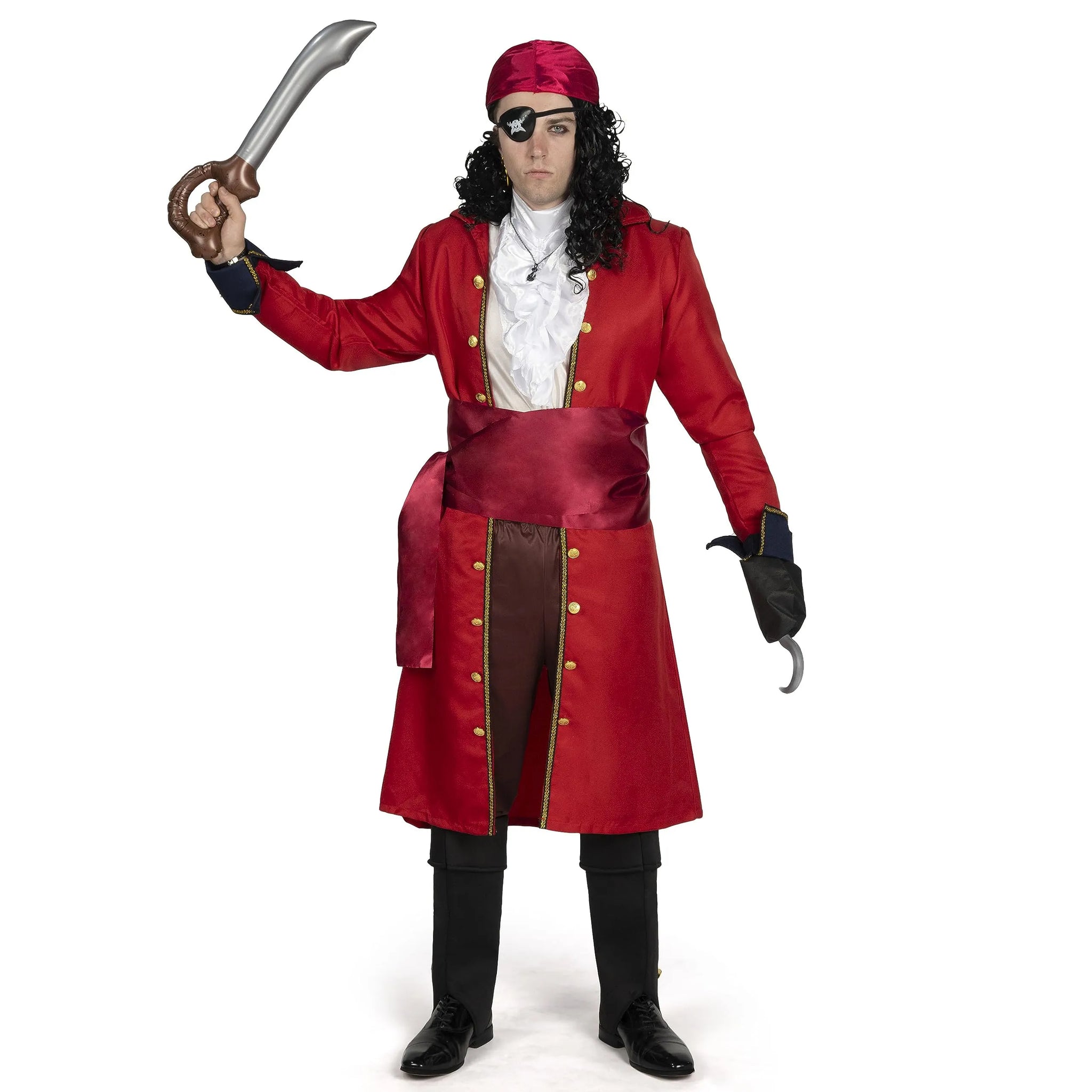 Plus Size Deluxe Captain Hook Costume | Exclusive | Adult | Mens | Black/Red/White | 5X | FUN Costumes