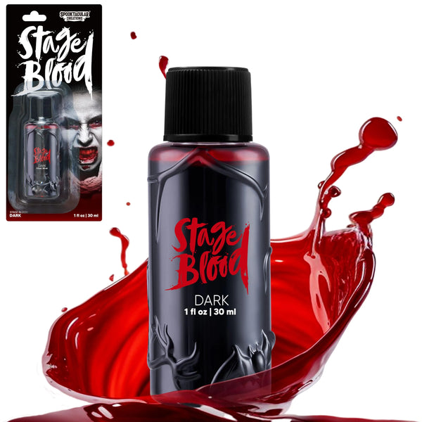 Halloween Fake Blood Makeup, 1 oz Stage Blood Bottle, Dark Blood