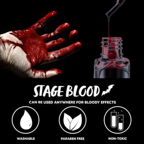 Halloween Fake Blood Makeup, 1 oz Stage Blood Bottle, Dark Blood