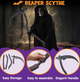 Halloween Grim Reaper Scythe Accessories for Halloween Party Pretend Play Costume