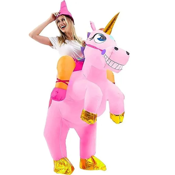 Halloween Inflatable Costumes Riding a Unicorn Deluxe Set with Hat