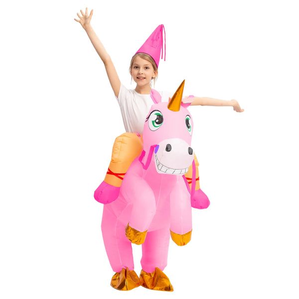 Halloween Inflatable Costumes Riding a Unicorn Deluxe Set with Hat