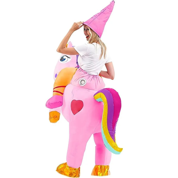 Halloween Inflatable Costumes Riding a Unicorn Deluxe Set with Hat