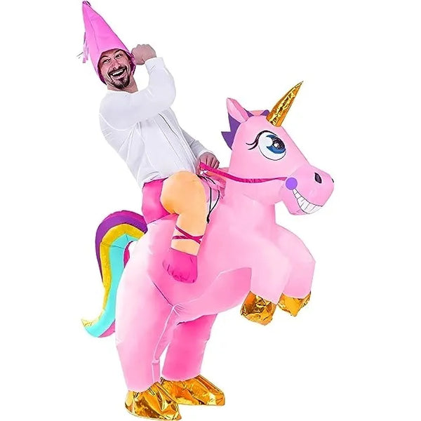 Halloween Inflatable Costumes Riding a Unicorn Deluxe Set with Hat