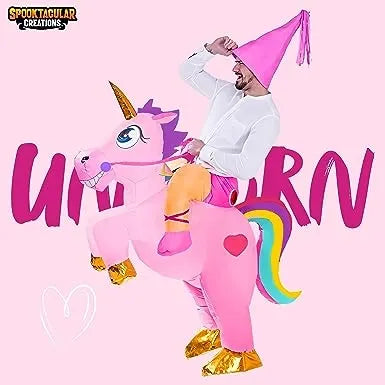Halloween Inflatable Costumes Riding a Unicorn Deluxe Set with Hat