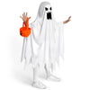 Halloween Kids White Angry Tattered Ghost Costume with Pumpkin Bag