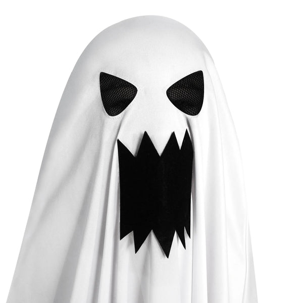 Halloween Kids White Angry Tattered Ghost Costume with Pumpkin Bag