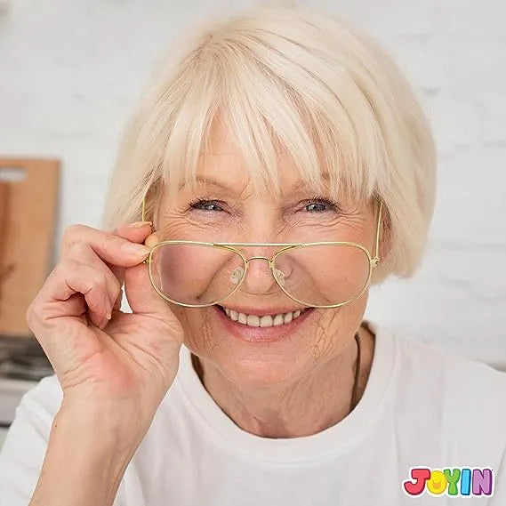 Halloween Men Costume 80s 90s Glasses Gold Frame Aviator Glasses