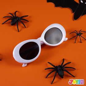 Halloween Oval Goggles Glasses, White Circular Sunglasses