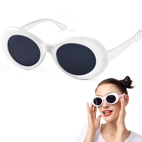 Halloween Oval Goggles Glasses, White Circular Sunglasses