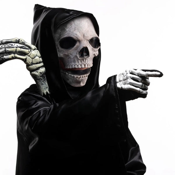 Halloween Skull Mask with Moving Jaw, Halloween Full Head Skull Mask