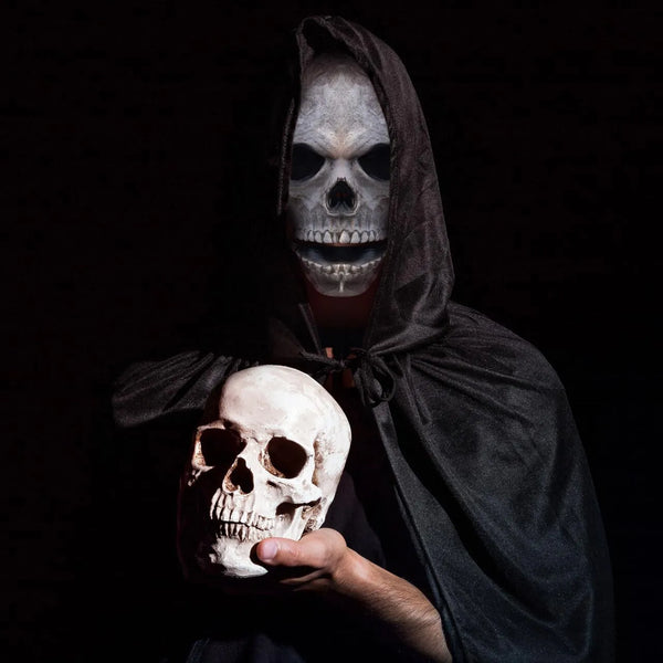 Halloween Skull Mask with Moving Jaw, Halloween Full Head Skull Mask