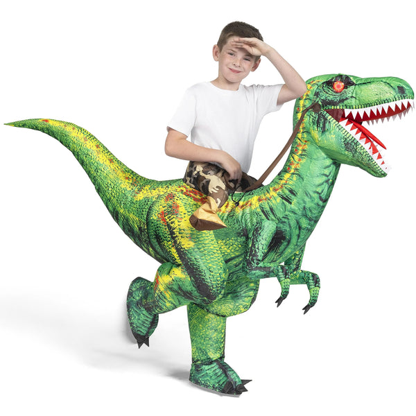 Inflatable Raptor Ride Inflatable Dinosaur Costume, Riding a Raptor Digital Printing Blow-up ...